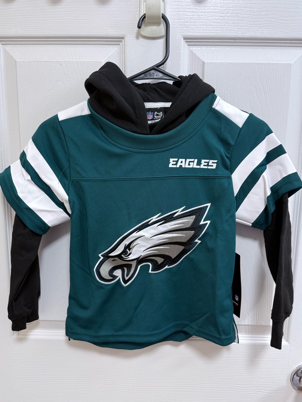 NWT NFL Philadelphia Eagles Kids Green Hooded Long-Sleeve Pullover, Size 5/6